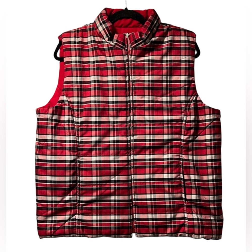 Karen Scott Vest Womens Size XL Red Sleeveless Full Zip Pockets Double Sided EUC - Picture 7 of 8